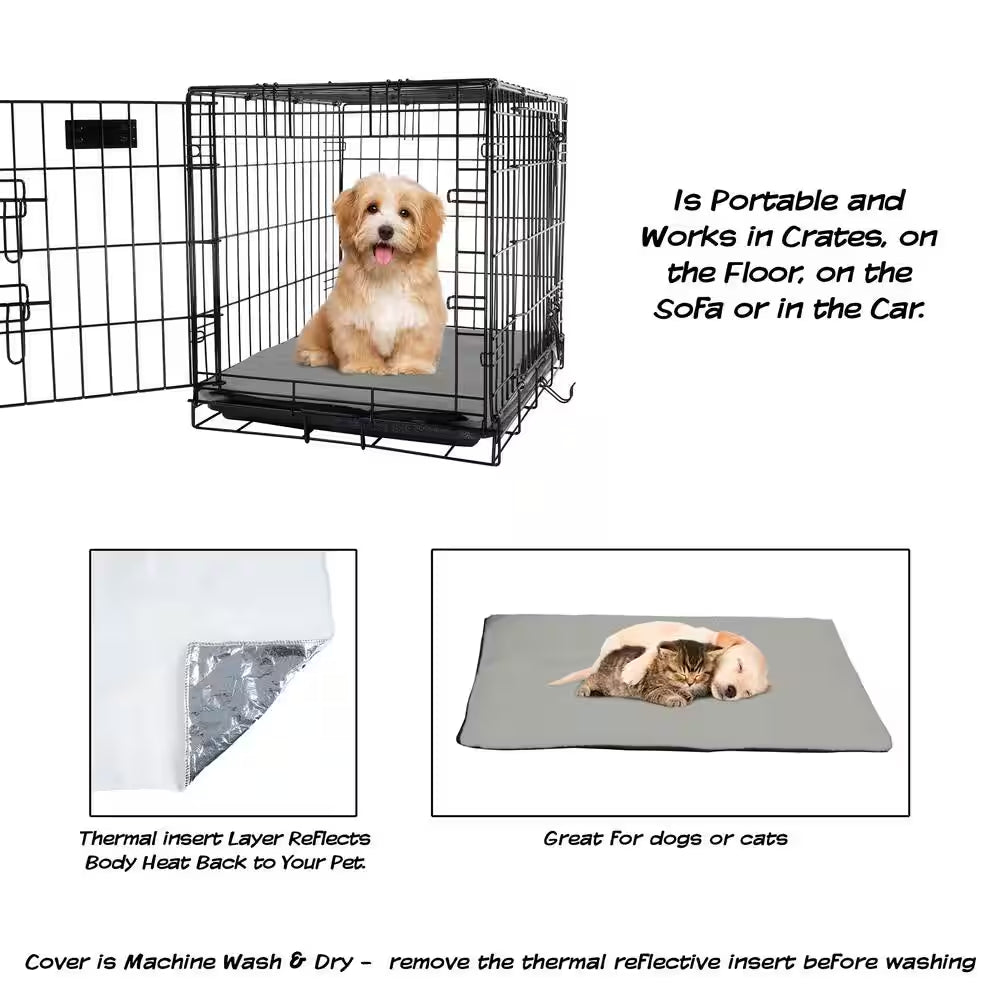 Small Gray Self-Warming Thermal Pet Crate Pad