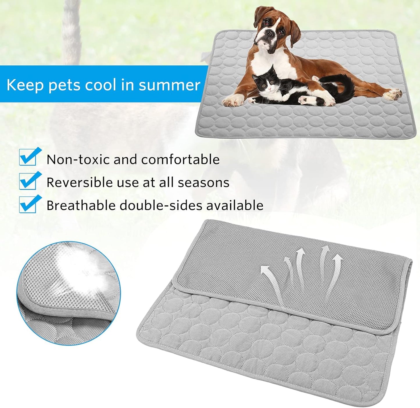 Pet Cooling Mat, X-Large, 3-4 Degree Cooler, No Water or Electricity Needed, Portable and Foldable, Safe for Dogs and Cats, Non-Irritating, Easy to Use, 3 Years Warranty