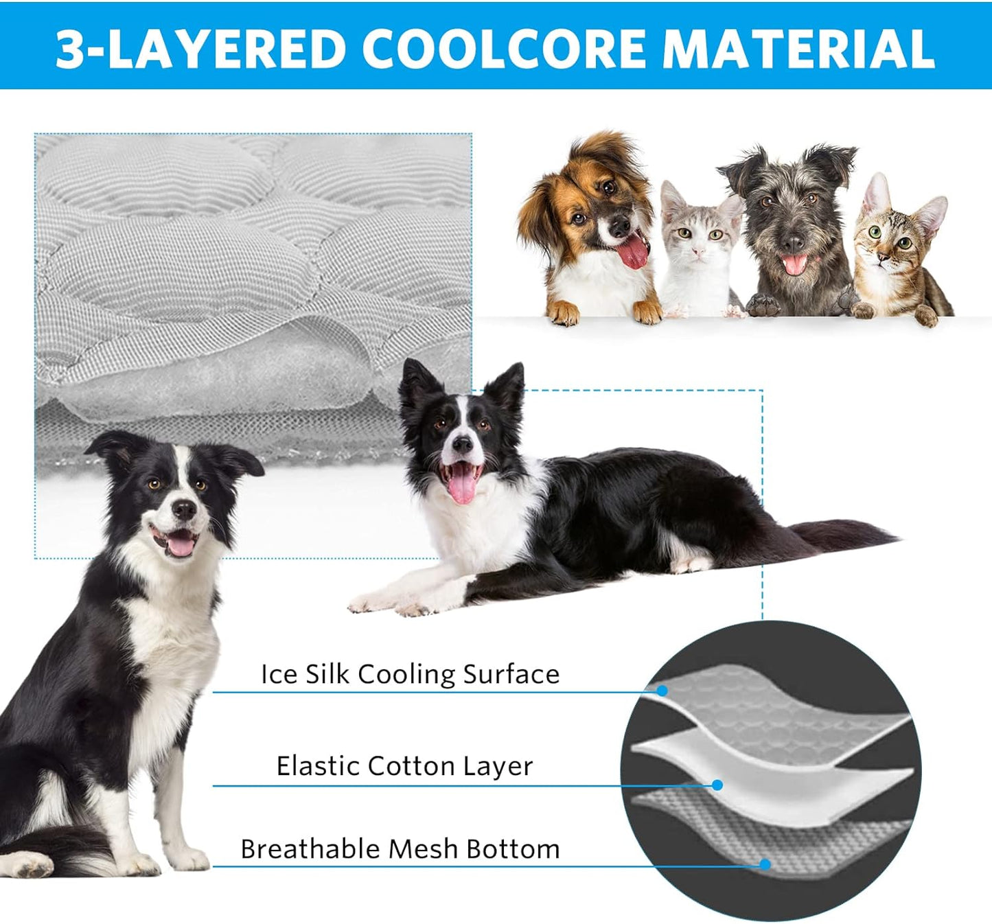 Pet Cooling Mat, X-Large, 3-4 Degree Cooler, No Water or Electricity Needed, Portable and Foldable, Safe for Dogs and Cats, Non-Irritating, Easy to Use, 3 Years Warranty