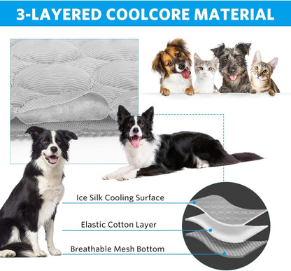 Pet Cooling Mat, X-Large, 3-4 Degree Cooler, No Water or Electricity Needed, Portable and Foldable, Safe for Dogs and Cats, Non-Irritating, Easy to Use, 3 Years Warranty