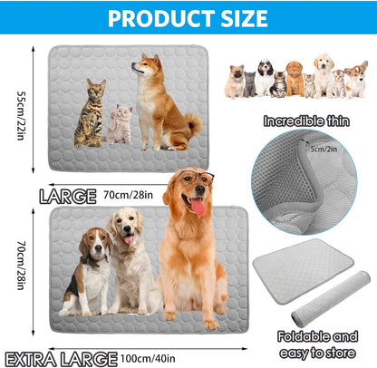 Pet Cooling Mat, X-Large, 3-4 Degree Cooler, No Water or Electricity Needed, Portable and Foldable, Safe for Dogs and Cats, Non-Irritating, Easy to Use, 3 Years Warranty