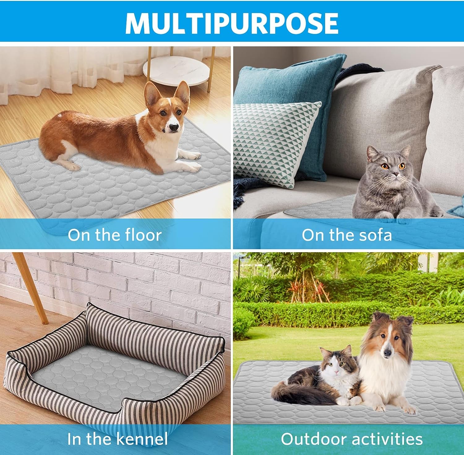 Pet Cooling Mat, X-Large, 3-4 Degree Cooler, No Water or Electricity Needed, Portable and Foldable, Safe for Dogs and Cats, Non-Irritating, Easy to Use, 3 Years Warranty