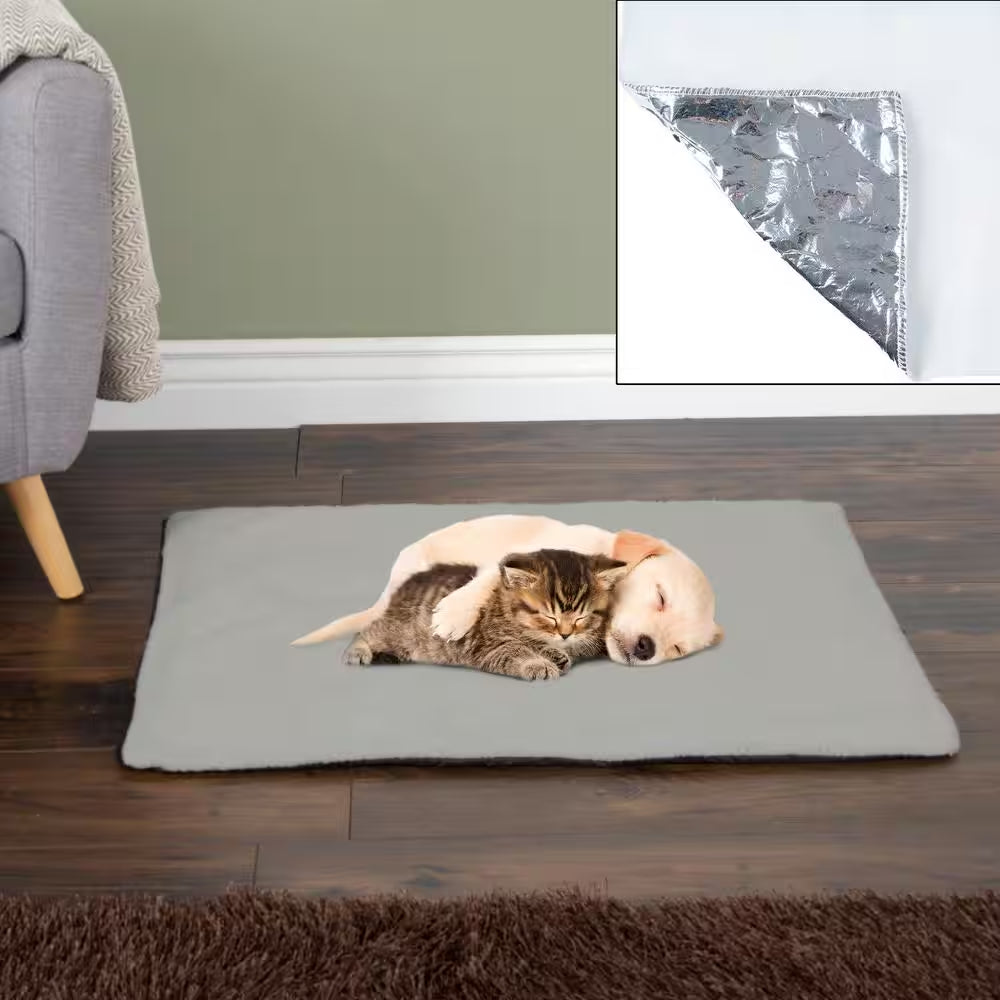 Small Gray Self-Warming Thermal Pet Crate Pad