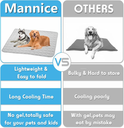 Pet Cooling Mat, X-Large, 3-4 Degree Cooler, No Water or Electricity Needed, Portable and Foldable, Safe for Dogs and Cats, Non-Irritating, Easy to Use, 3 Years Warranty